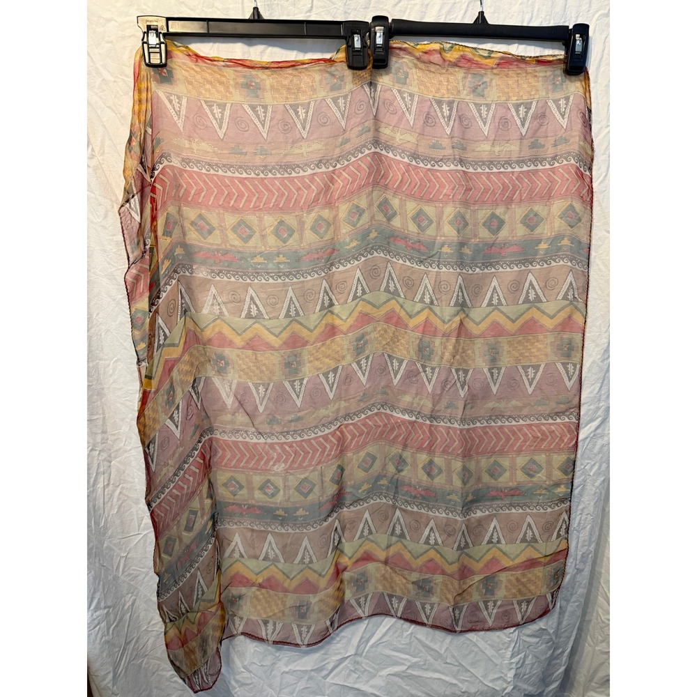 Vintage Southwestern Geometricβ Print Sheer Scarf Boho Tribal Multi Color Wrap